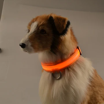 Orange Нейлоновый светодиодный ночник для домашних животных, собак, светящийся светильник, ошейник для щенков, кошек, светодиодный ошейник для собак, USB ошейник для собак - Цвет: Orange