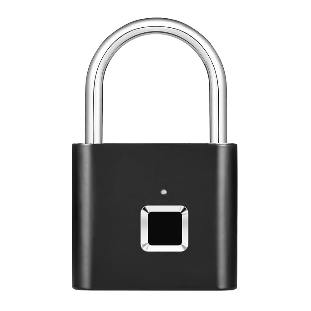 Беспроводной USB Перезаряжаемый замок с отпечатком пальца, умный замок, быстрая разблокировка, защита от кражи, безопасный замок для сумки, ящика, чемодана - Цвет: Black