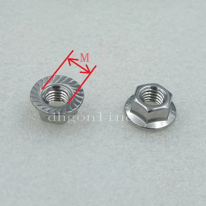 100 шт M4 Метрическая Резьба шестигранные гайки фланца головка 304 нержавеющая сталь