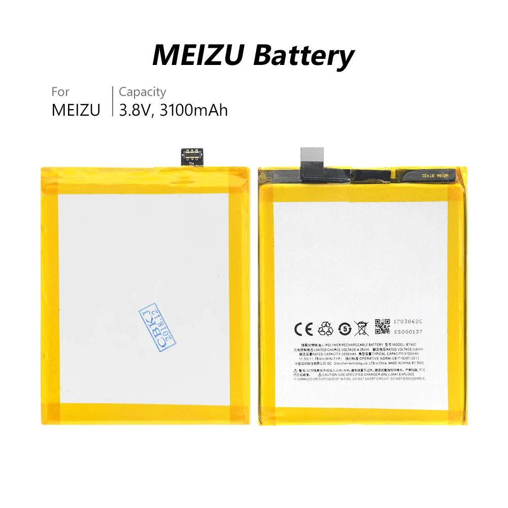 Горячая Распродажа оригинальная замена BT 42C BT-42C батарея BT42C для Meizu M2 Note Meilan Note 2 3100mAh