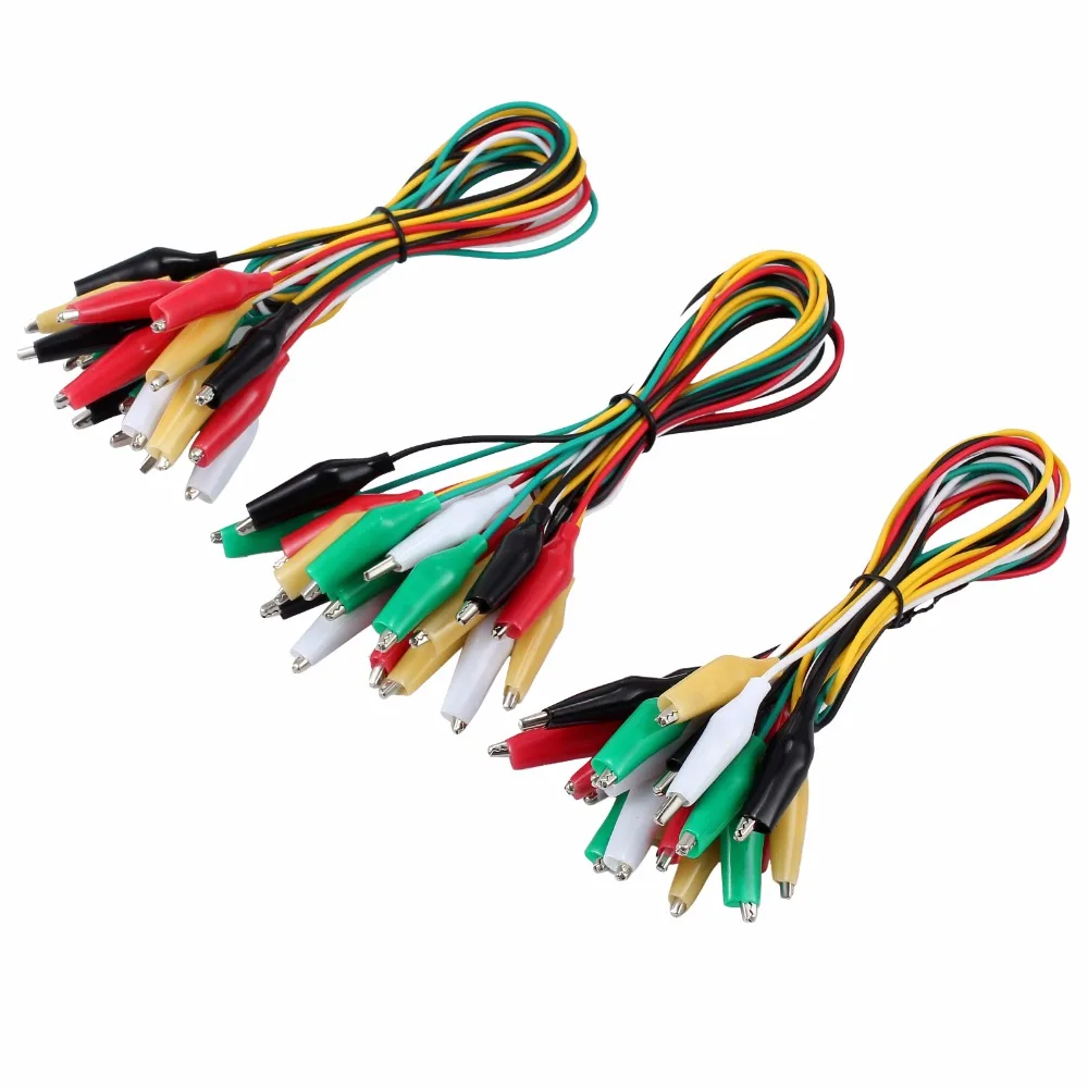 30 шт. зажимы аллигатора набор тестов 1A 24 AWG Guage 50 см Тестовый Кабель для Цифровой мультиметр Зажимы 5 цветов Тестовые провода