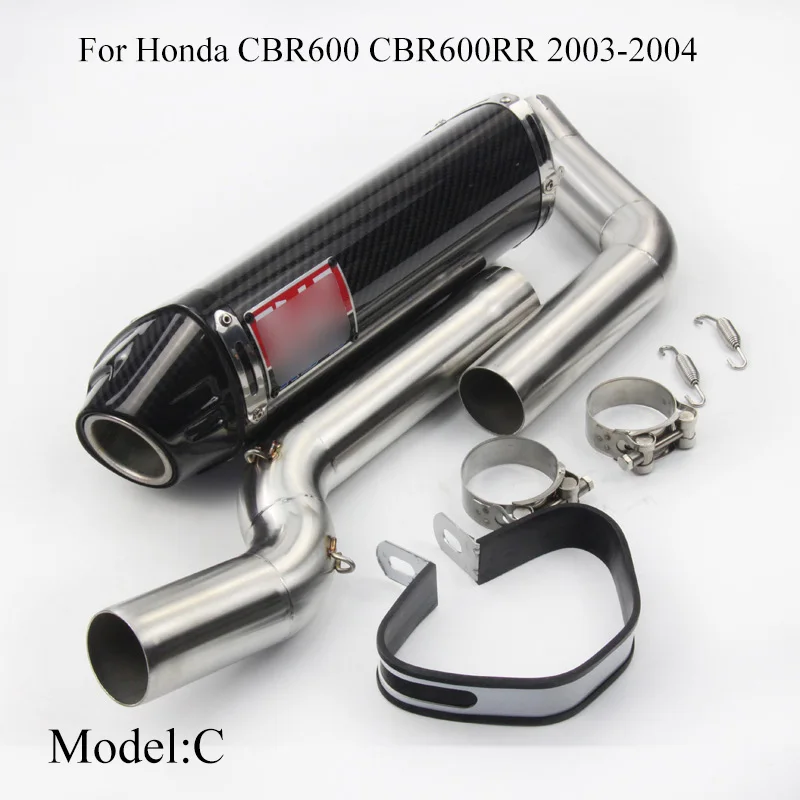 CBR600RR глушитель для мотоцикла Mid Link труба Соединительная 51 мм глушитель труба для Honda CBR600 2003- Модифицированная слипоны - Цвет: C