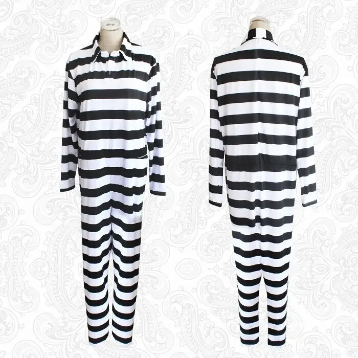 

Kangoku Gakuen Prison School Prisoner Cosplay Costumes Clothes Prison Uniform Striped Coveralls One Piece Suit Siamese
