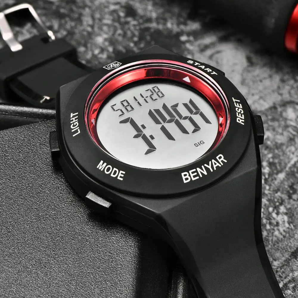 Benyar светодиодные цифровые часы мужские водонепроницаемые спортивные военные