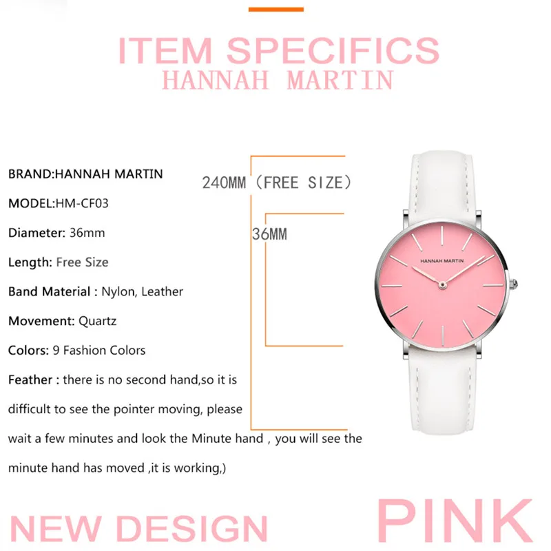 Hannah Martin хит продаж повседневные белые часы с ремешком Женские Спортивные