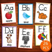 26 alphabet english learning flash card with animal word cards early educational toys for children teacher teaching aids