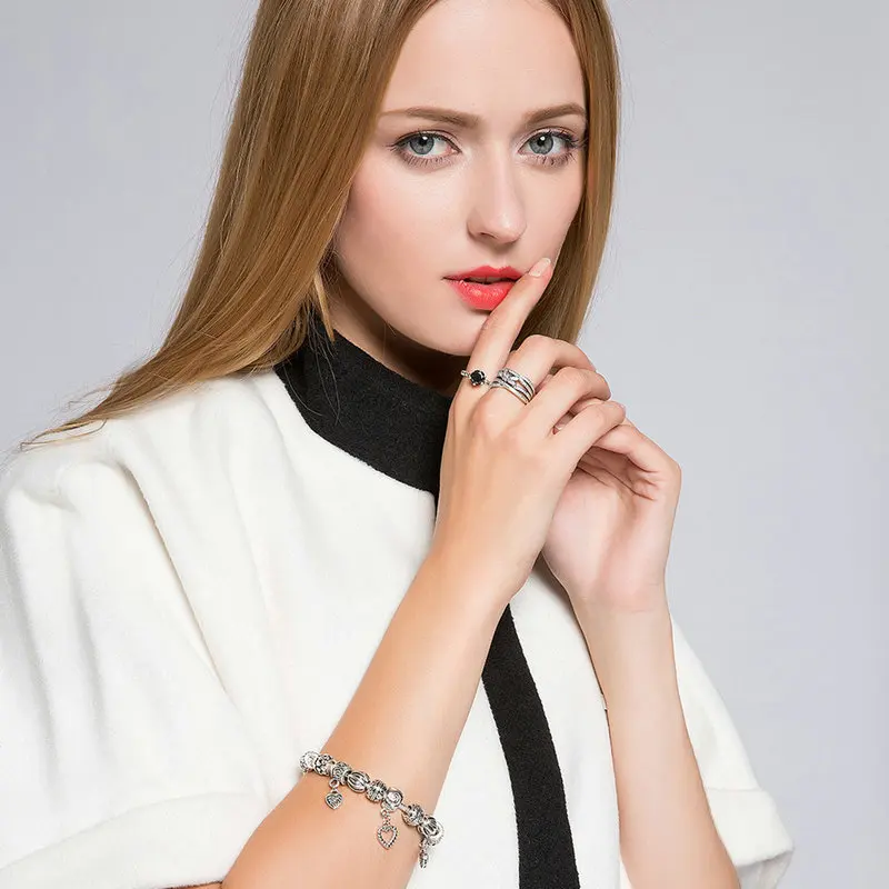 Роскошный посеребренный браслет Aliexpress для женщин модные бусины сделай сам