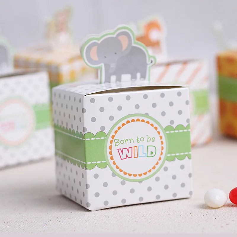 Elephant 12 шт./лот Рожденный быть дикие джунгли Животные Baby Shower пользу Коробки пользу коробка конфет вечерние Baby Shower украшения вечерние сувениры - Цвет: Elephant