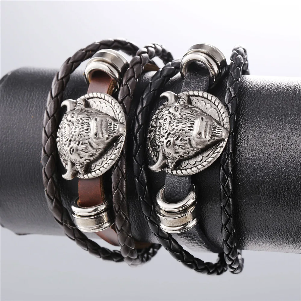 В стиле &quotхип хоп&quot для мужчин головы коровы браслет ручной работы Роскошная