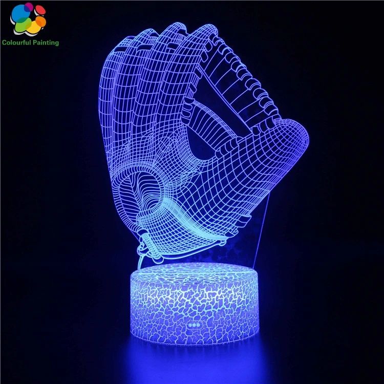 Basketball Football Ice hockey Golf Ballet Sport 3D LED Crack Night Light 7 Colors Changing Lamp 3AA Battery Powered USB Gift 22 | Лампы и