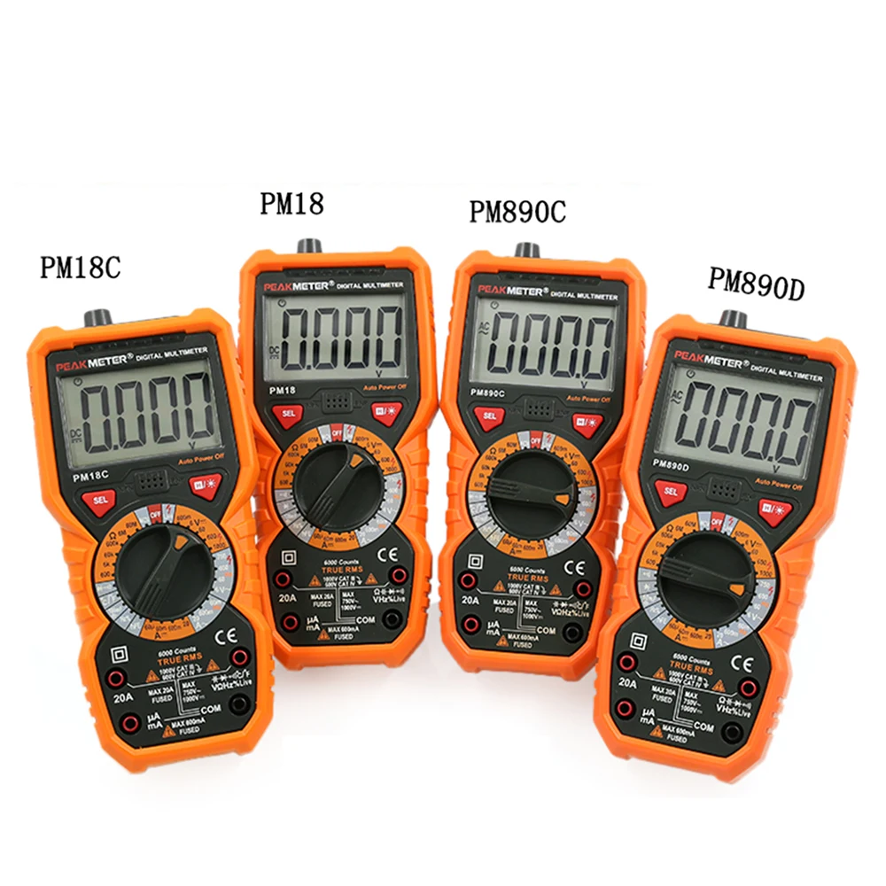 PEAKMETER Цифровой мультиметр PM890C/PM890D/PM18/PM18C True RMS AC/DC Измеритель сопротивления напряжения частота NCV тестер