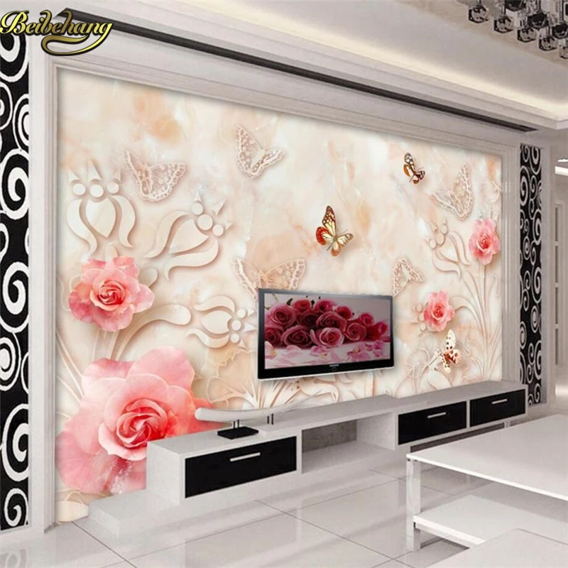

beibehang Papel De Parede 3D Embossed roses Custom Large Landscape Photo Mural wallpaper for walls 3 d wall papers home decor
