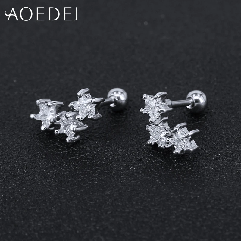 AOEDEJ кристалл звезды серьги гвоздики для Для женщин Jewelry Винтаж Большой Ясно