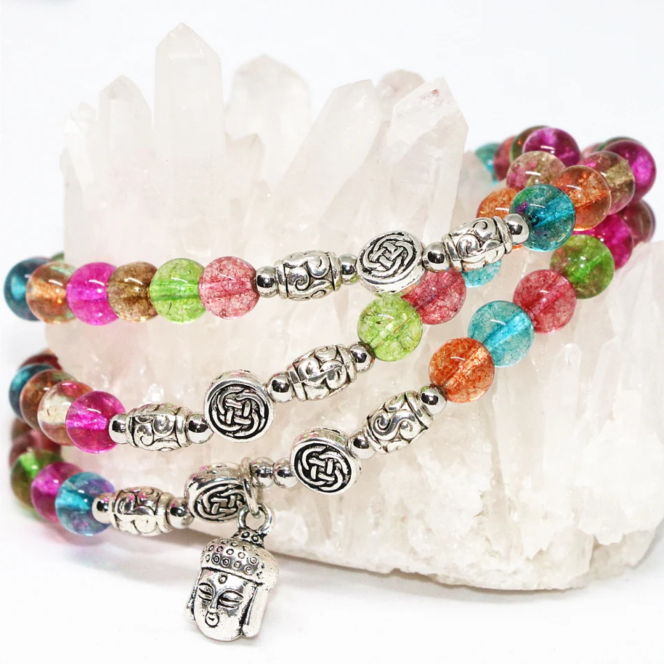 Многослойные Длинные эластичные браслеты из искусственного турмалина 6 мм |