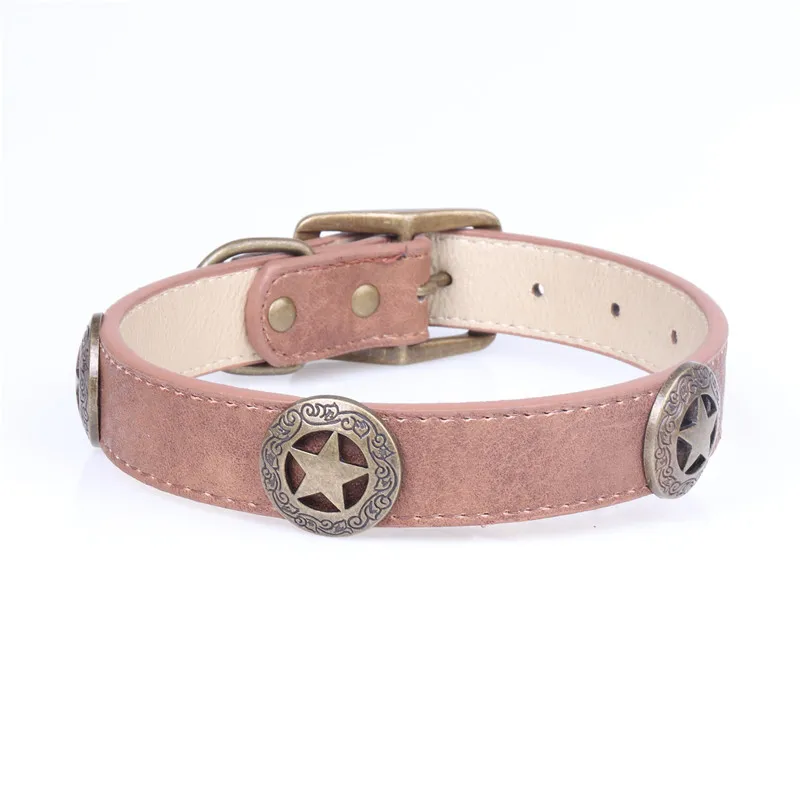 1 PCS Shield Pattern Cool Funny Pet Dog Collars Leather Durable Necklace 4 Colors for Small Dogs Accessories 913 | Дом и сад