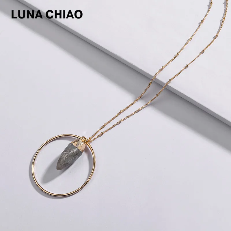 Ожерелье с кулоном LUNA CHIAO модный крашеный граненый натуральный камень