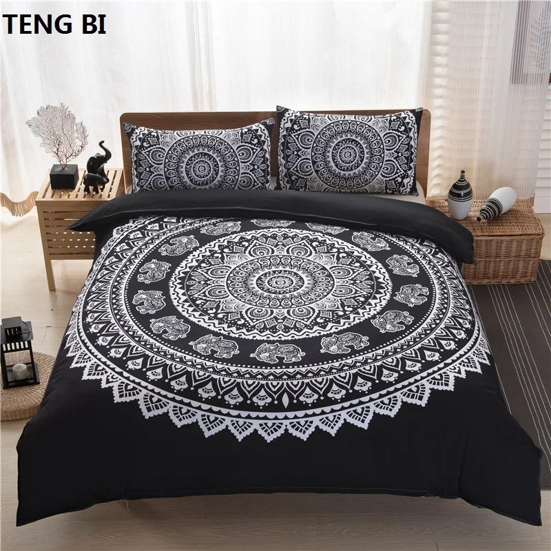 2018 Hot home textile bed linen bohemian style peacock national elephant package 3 pieces