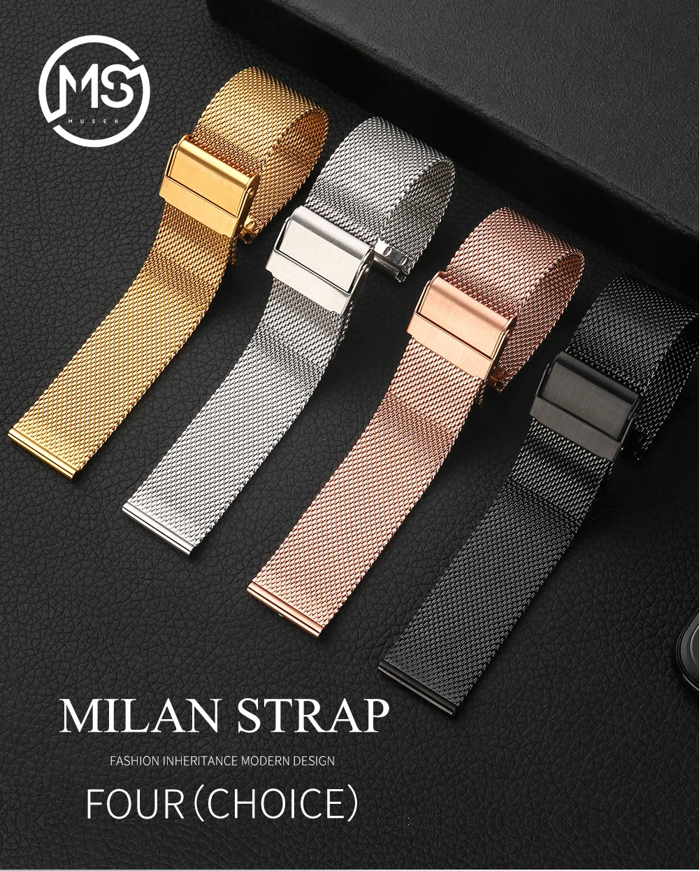 Milan Nice Armband 18mm 20mm 22mm Universal Edelstahlarmband Schwarz Gold Gold und Silber