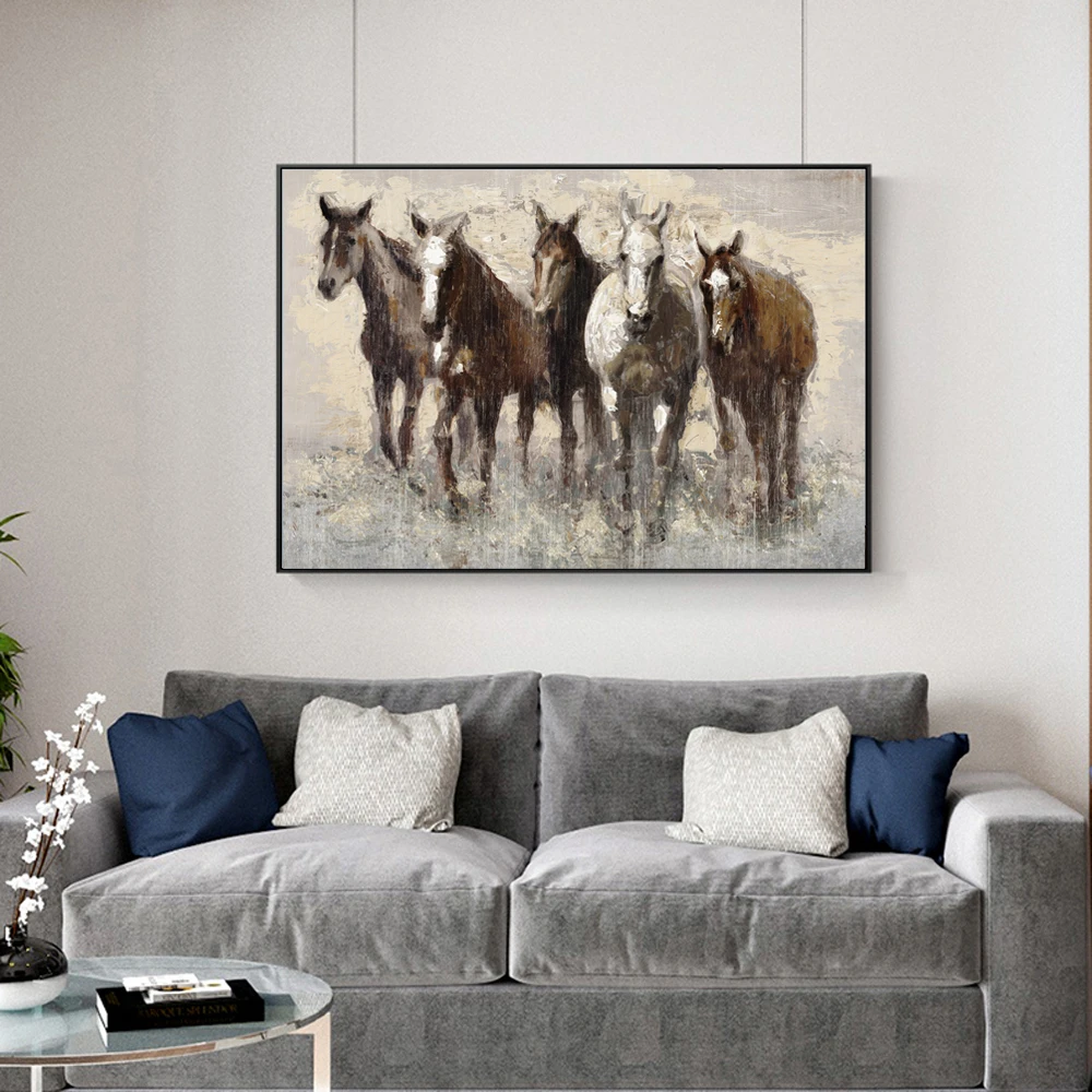 Abstract Horses Canvas Paintings On The Wall Art Prints Posters And Animals Pictures For Living Room Cuadros | Дом и сад