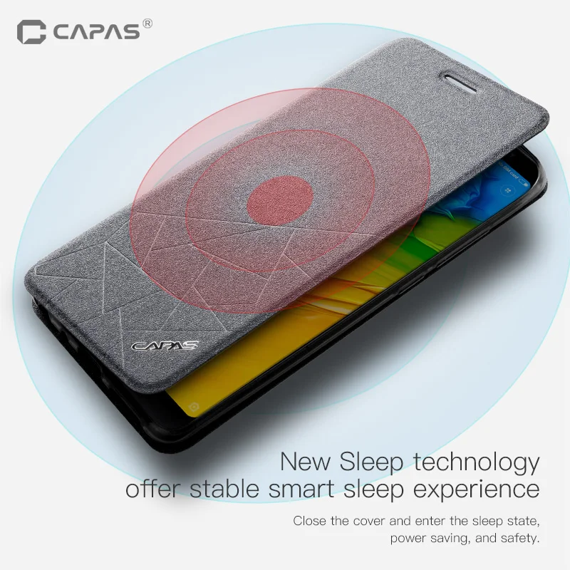 Чехол CAPAS Redmi Note 5 Pro умный чехол для сна/пробуждения откидной из искусственной