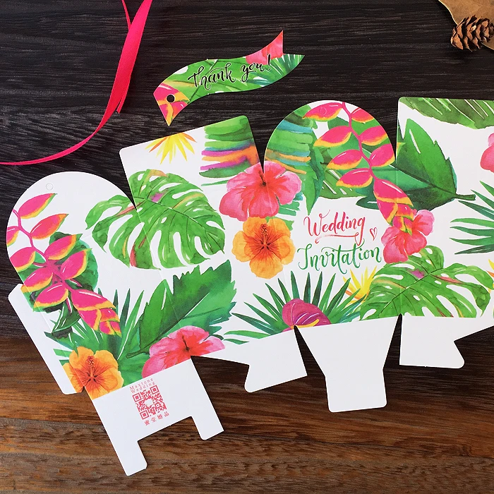 50 шт. европейская трапециевидная коробка &quotсвадебные приглашения&quot зеленая