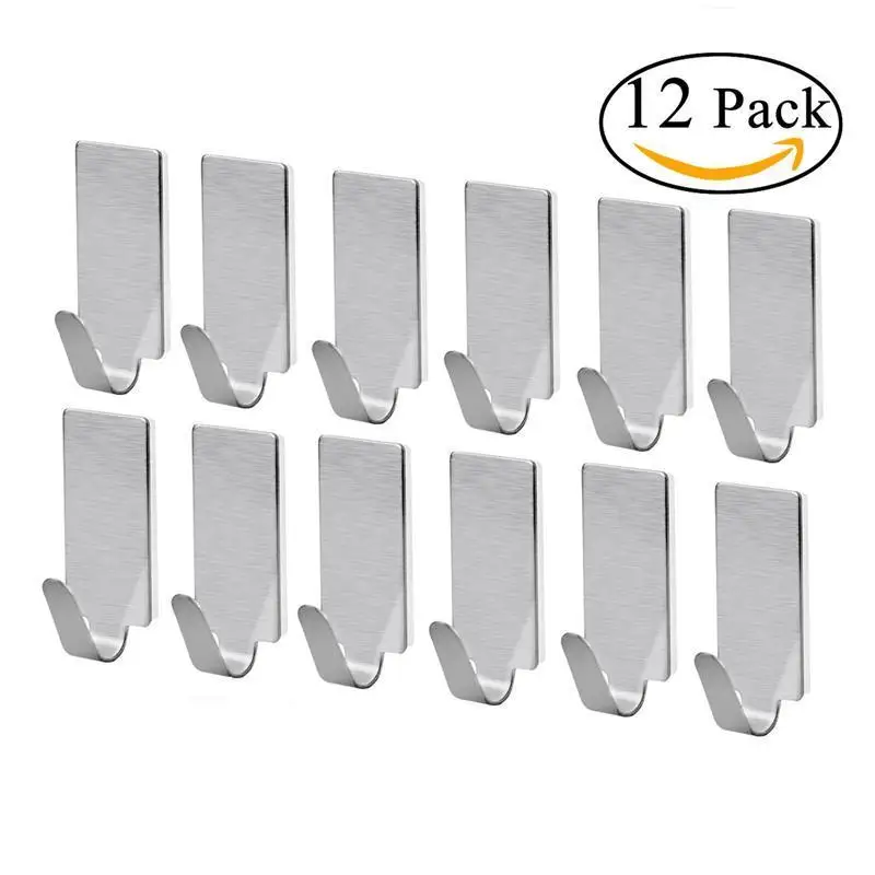OUNONA 12pcs Towel Hooks Towel Holder Racks Robe Hanging Hooks Wall Storage Hooks for Kitchen Bathroom Adhesive Wall Hanger
