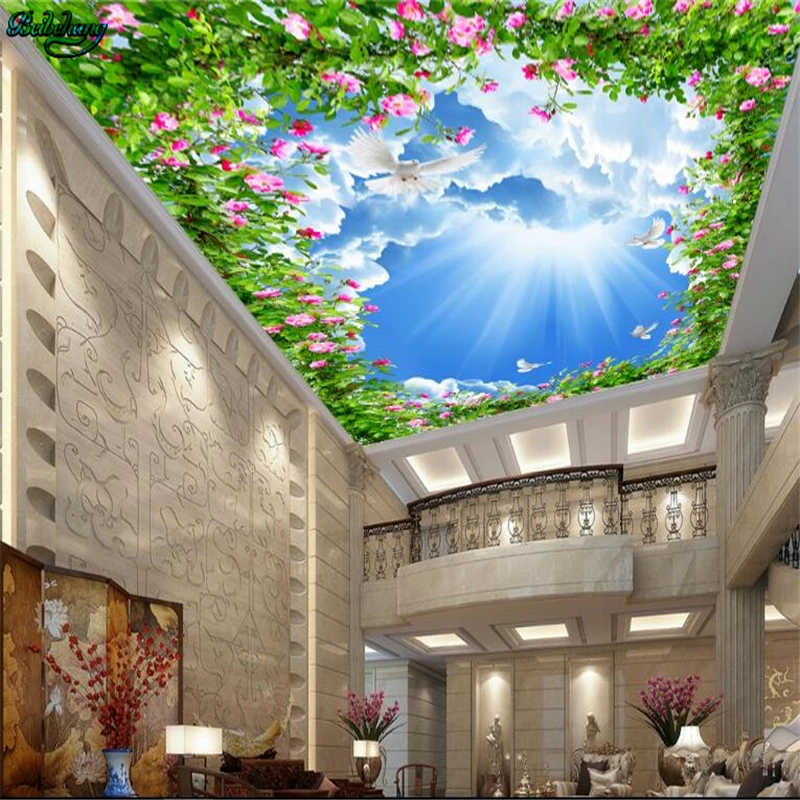 

beibehang Large custom fragrance blue sky white clouds zenith mural decoration