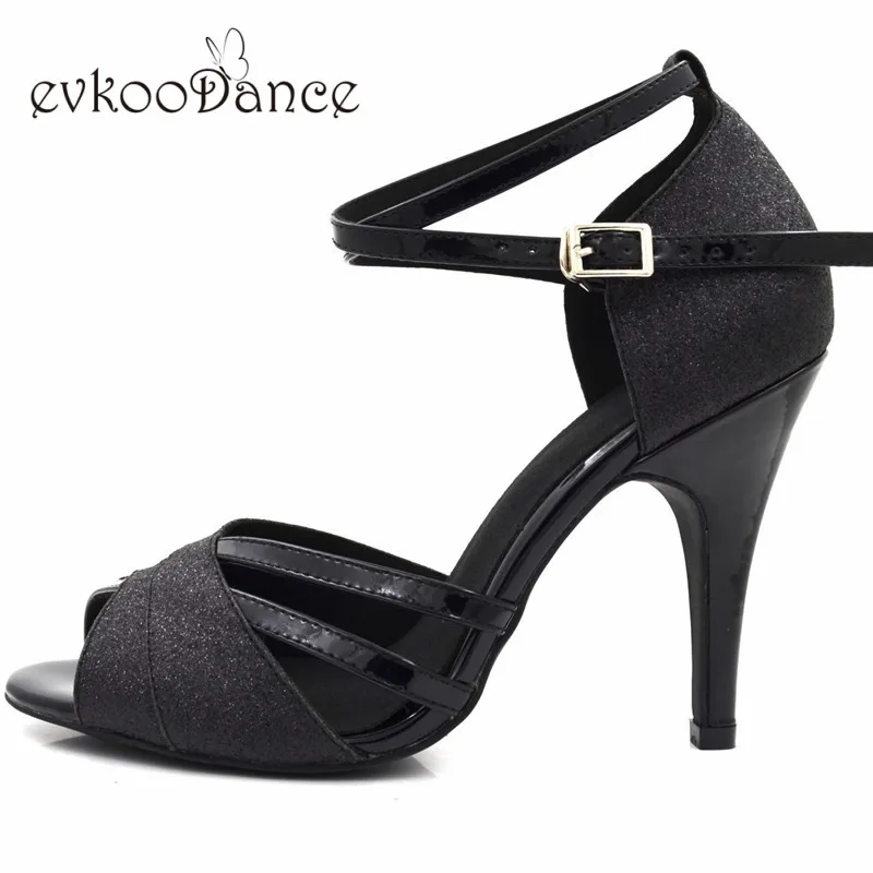 Evkoodance/черные туфли из искусственной кожи с черным блестящим каблуком, размеры США 4-12, высота каблука 8,5 см, Zapatos De Baile, женская обувь для женщин, Evkoo-530
