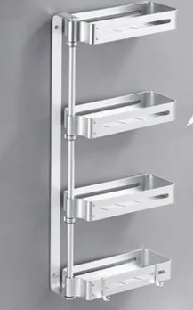 4 Layers A Silver Кухонные стеллажи из алюминиевого сплава, держатели, вращающийся многослойный настенный стеллаж для приправ, ванная душевая кабина хранение 08162 - Цвет: 4 Layers A Silver