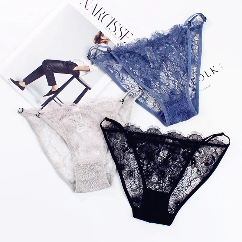Для женщин ресниц кружевные трусики пикантные полый прозрачный нижнее белье