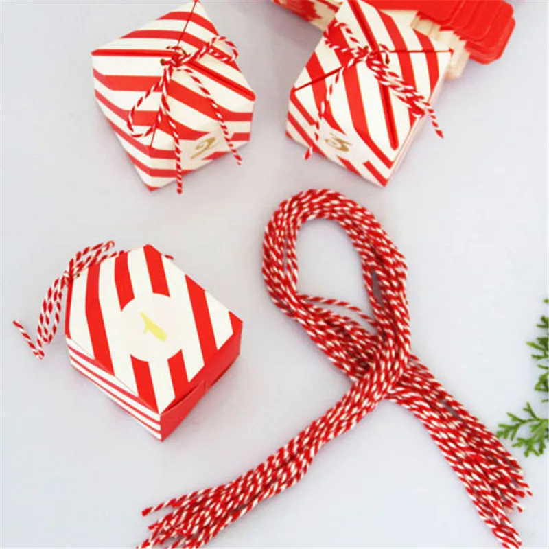 24 шт./лот красно-белая полоса детский праздничный подарок Подарочная коробка для