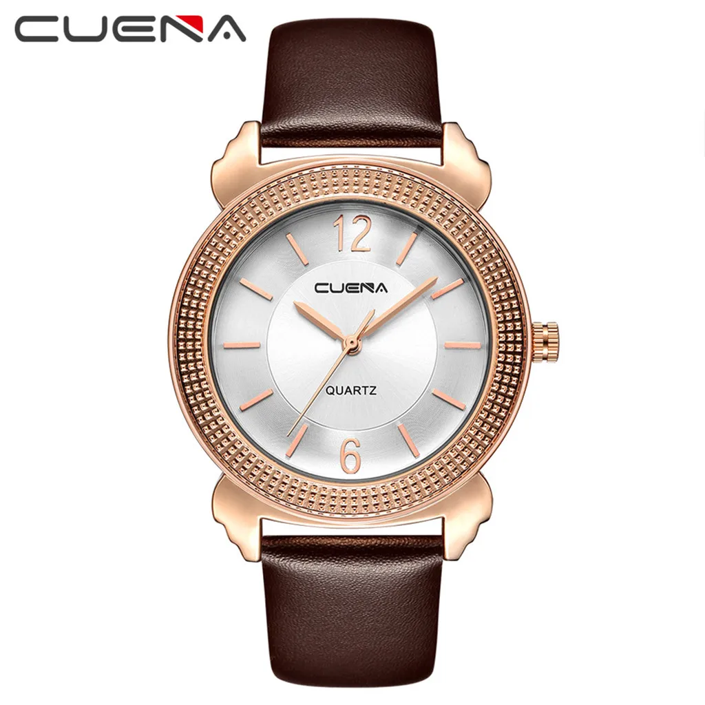 CUENA Роскошные модные брендовые мужские часы из искусственной кожи с синим