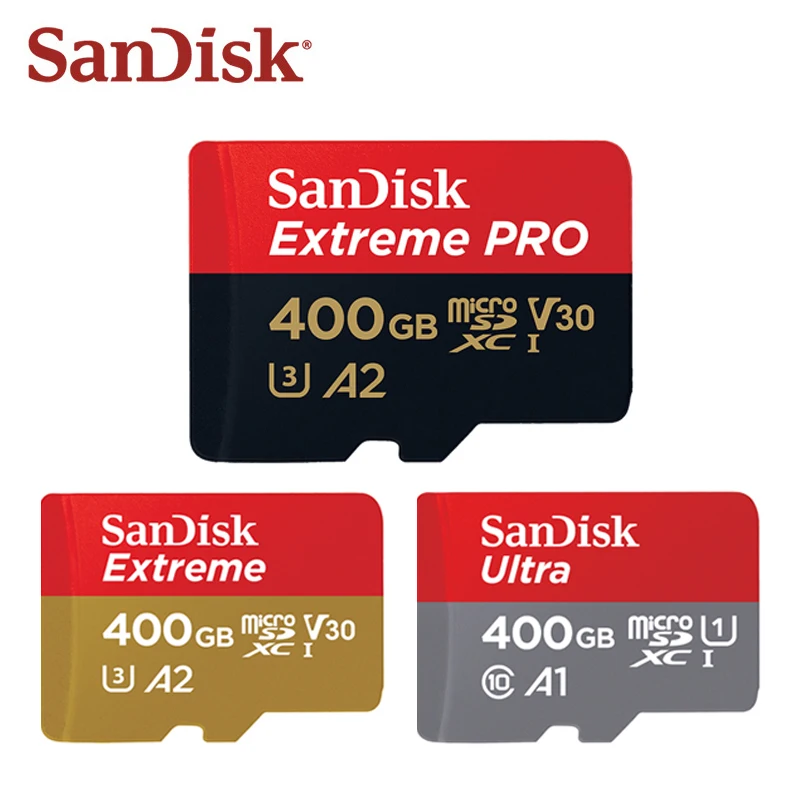 

100% Original SanDisk 400GB Micro SD Card V30 U3 Class10 A2 A1 Memory Card Micro SDXC up to 170MB/s 400GB TF Card for smartphone