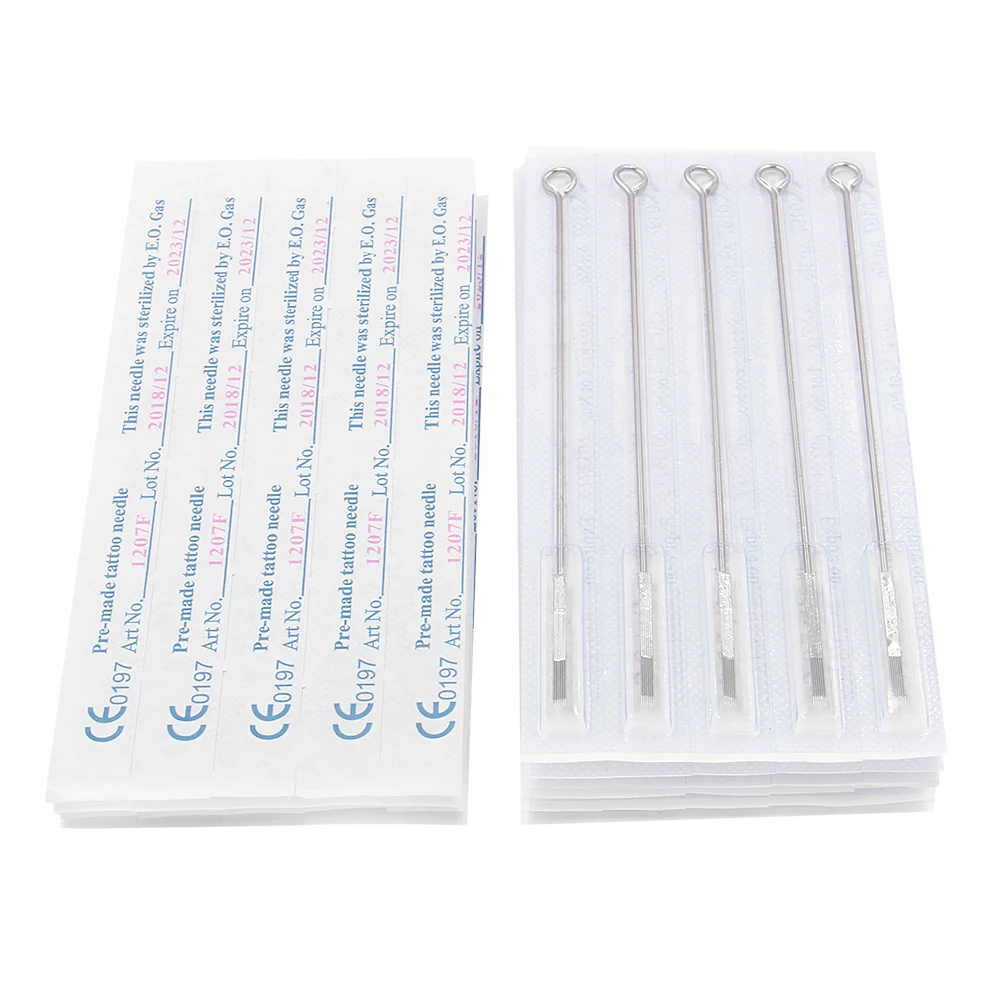 

100PCS Profession Flat Single Shader Standard Needles 1207F Disposable 0.35mm Sterile Standard Tattoo Needles Free Shipping