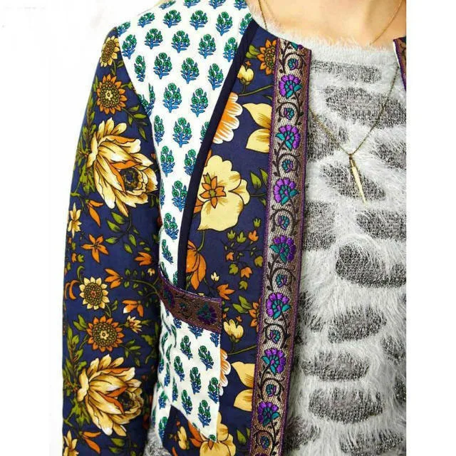 Осень / зима 2014 новый европейский мода уличный стиль цветочные мозаики в чистого