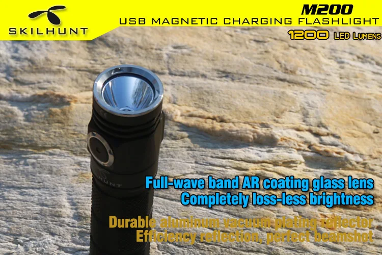 SKILHUNT M200 Магнитный заряжаемый фонарик CREE XP-L Светодиодный max 1200 люмен луч расстоянии 184 м тактический фонарик Открытый Свет