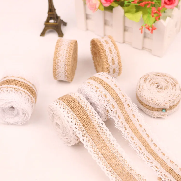 1M 25mm Natural Jute Burlap Rolls Hessian Ribbon Rustic Vintage Wedding Decor Lace Roll DIY Supplies | Дом и сад