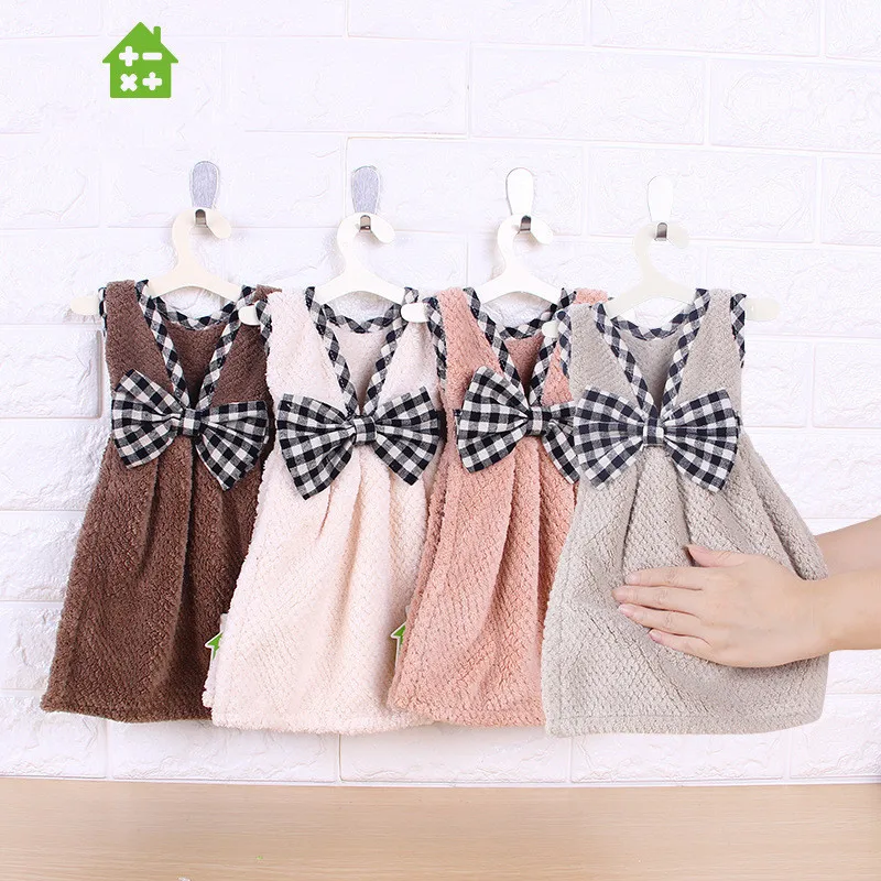 Hand Towel Cute Dress with Bows For Kids Chidren Microfiber Absorbent Dry Kitchen Bathroom Soft Plush Dishcloths | Дом и сад