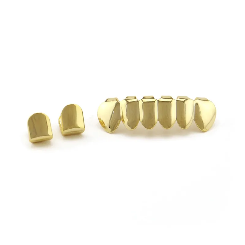 

DIY Hip Hop Gold Silver Color Teeth Grillz 2 Top 6 Bottom Tooth Grills Dental For Men Women Punk Body Jewelry Gift