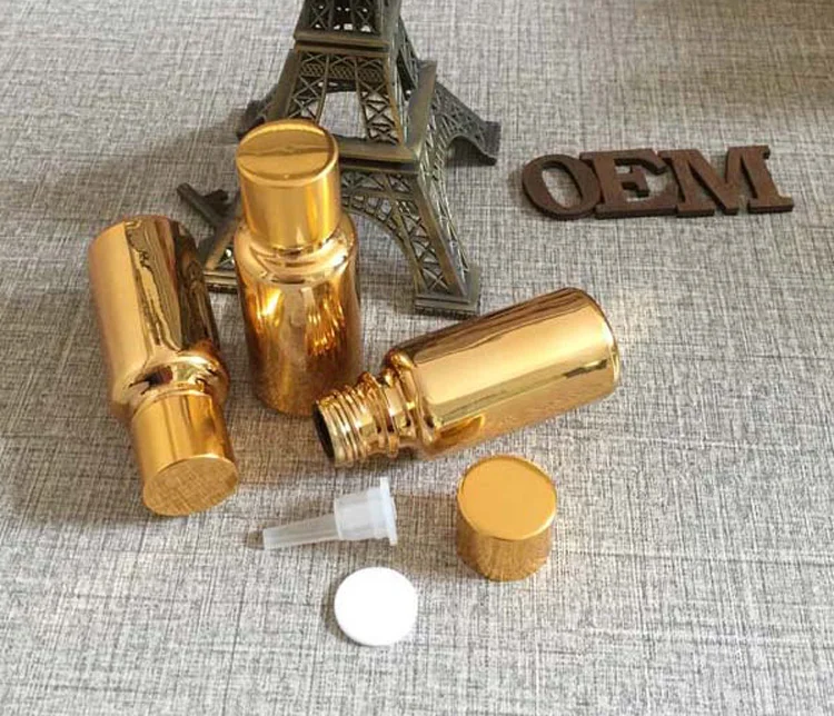 

15ml glass essentical oil dropper bottle gold plated makeup container,refillable cosmetics bottles makeup storage 50pieces/lot