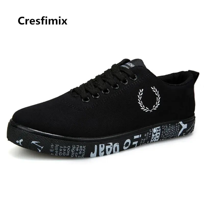 Мужская парусиновая обувь Cresfimix модная удобная черного и золотого цвета высокого