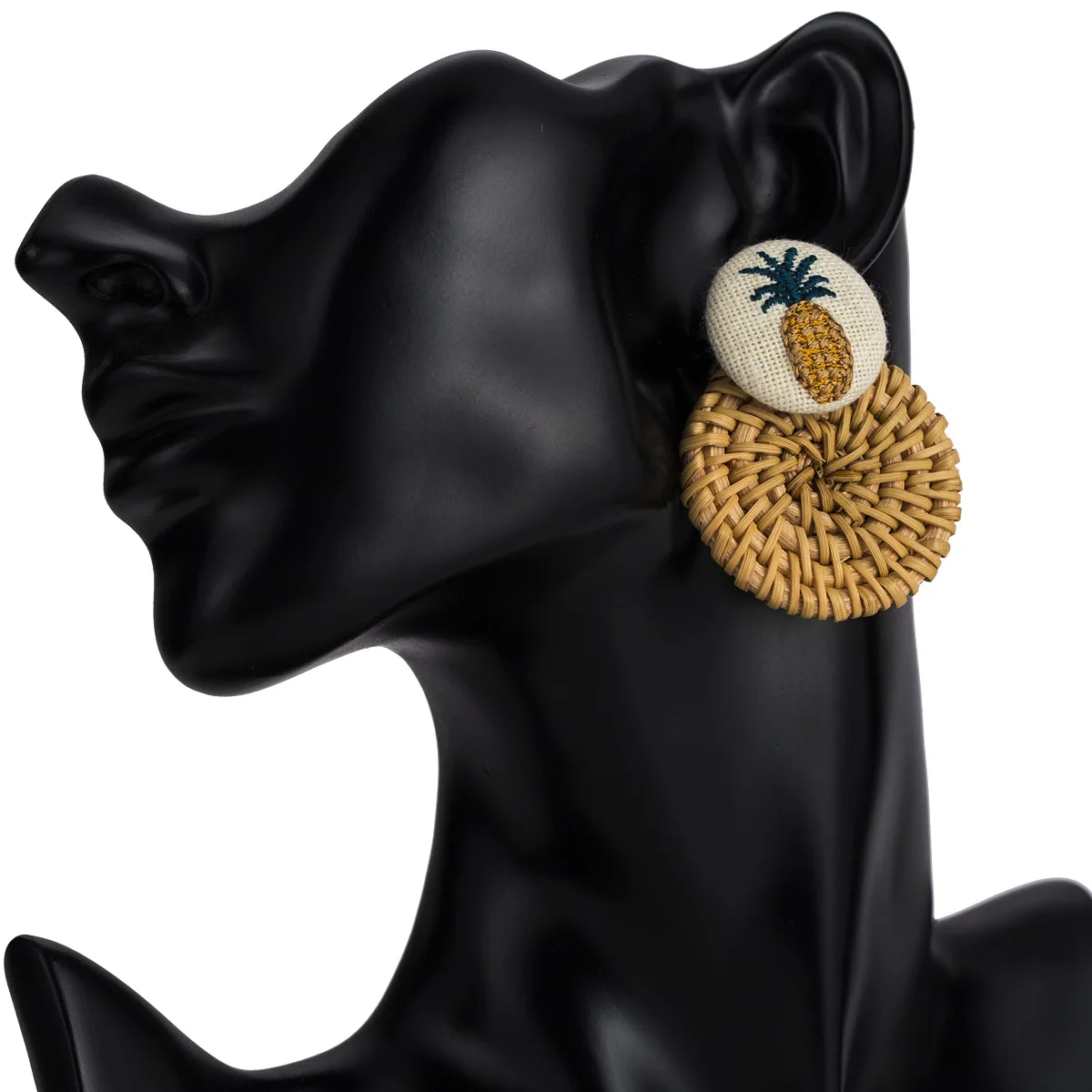 Круглые серьги с ананасом солома Для женщин 2018|Серьги-гвоздики| |