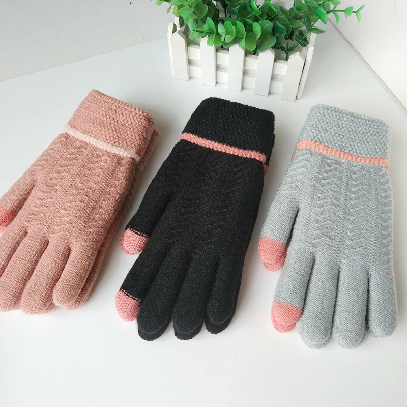 Free shipping 4 pairs 4 colors woolen knitted brushed gloves for winter,spring autumn fashion lady' wearing warm-keeping gloves