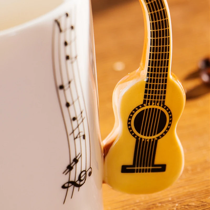 Creative Mug Guitar Design Ceramic 220ml Porcelain Tea Coffee Milk Water Drinking Cup Unique Couple Gift Drinkware | Дом и сад