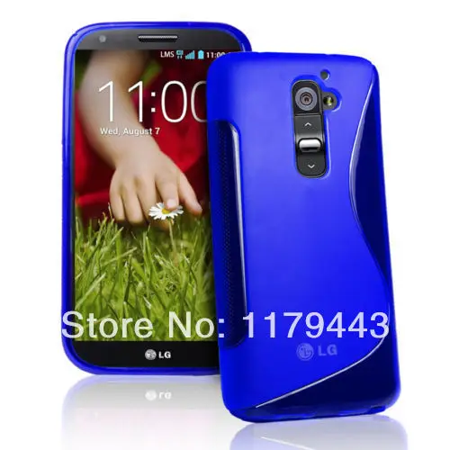 Wholesale 5 sets/lot S Line Wave Gel Case Cover For LG G2 D802 + Screen Protector Free Shipping |