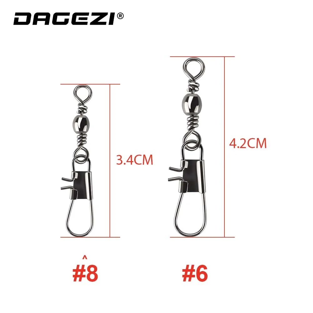 DAGEZI 50 шт./лот 6#/8#8 слова кольцо Рыболовные снасти коробка сталь Вертлюги Блокировка оснастки рыболовные аксессуары разъем медь Поворотный