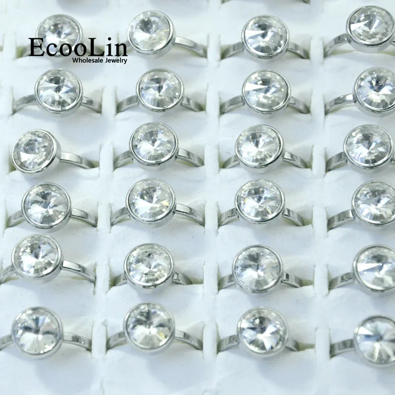 Женские кольца из нержавеющей стали EcooLin модные с цирконием 10 шт. LR4036 | Украшения и