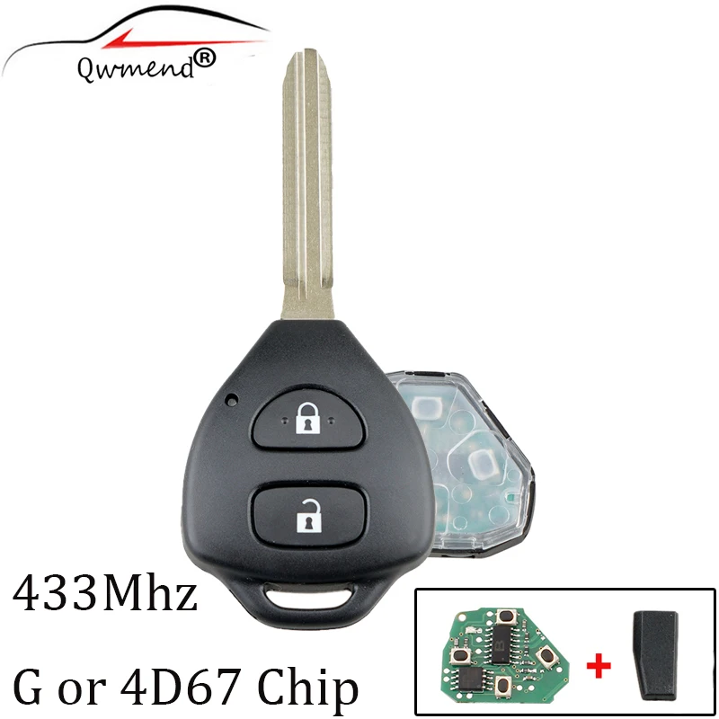 2BT дистанционный брелок без ключа для Toyota Corolla RAV4 2006 2010 433 МГц транспондер G или 4D67
