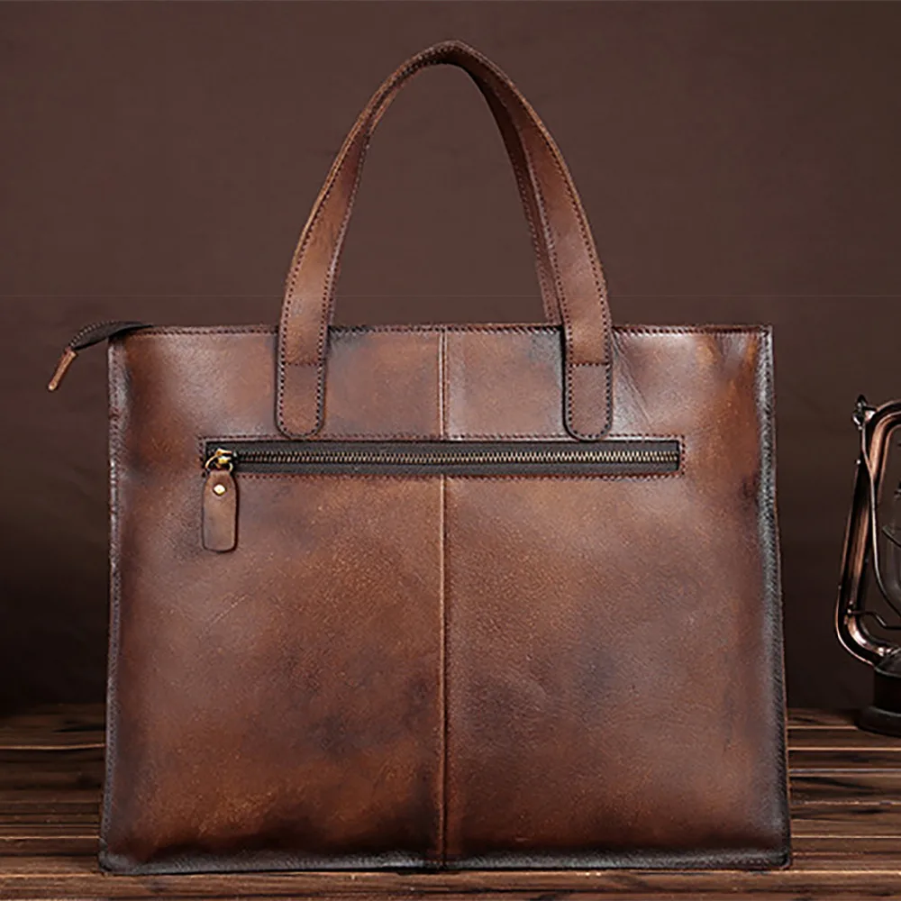Новейший дизайн мужской портфель из натуральной кожи сумка тоут для ноутбука
