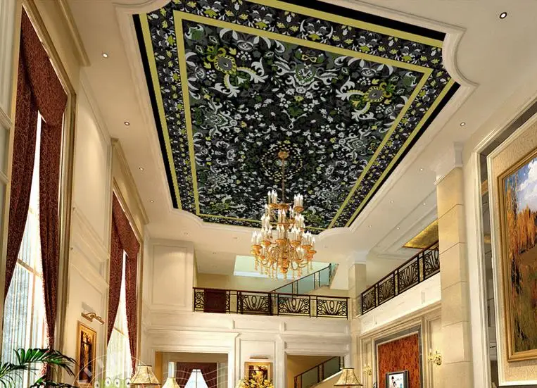 Пользовательские 3d обои с узором в виде листьев на потолок для гостиной